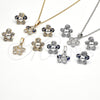Juego de Arete y Dije de Adulto 10.106.0015.1 Rodio Laminado, Diseño de Estrella y Amor, con Zirconia Cubica Blanca, Pulido, Rodinado
