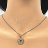 Juego de Arete y Dije de Adulto 10.106.0016 Oro Laminado, con Blanca Zirconia Cubica, Pulido, Tono Dorado