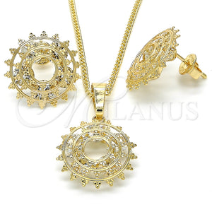 Juego de Arete y Dije de Adulto 10.106.0016 Oro Laminado, con Blanca Zirconia Cubica, Pulido, Tono Dorado