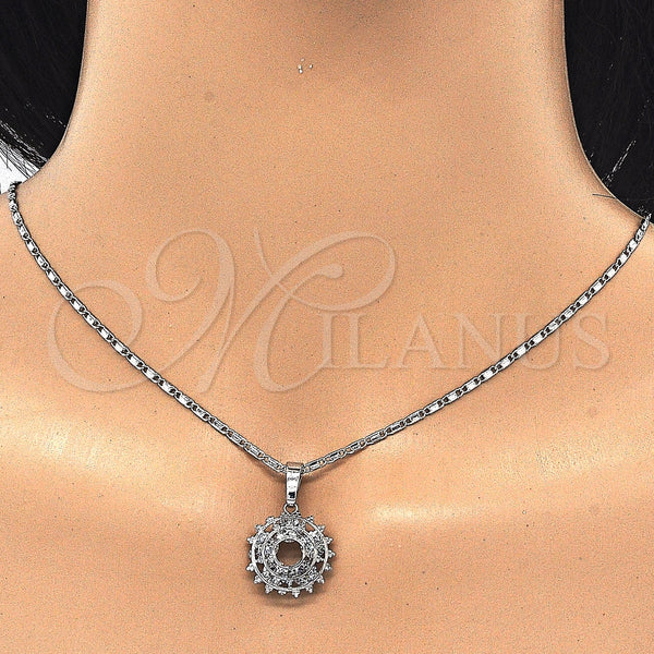 Juego de Arete y Dije de Adulto 10.106.0016.1 Rodio Laminado, con Zirconia Cubica Blanca, Pulido, Rodinado