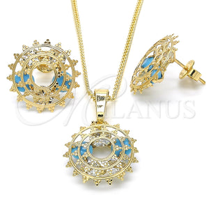 Juego de Arete y Dije de Adulto 10.106.0016.2 Oro Laminado, con Turquoise and Blanca Zirconia Cubica, Pulido, Tono Dorado