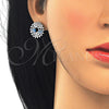 Juego de Arete y Dije de Adulto 10.106.0016.3 Rodio Laminado, con Zirconia Cubica Turquoise y Blanca, Pulido, Rodinado