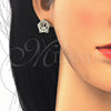 Juego de Arete y Dije de Adulto 10.106.0017 Oro Laminado, Diseño de Corona, con Blanca Zirconia Cubica, Pulido, Tono Dorado