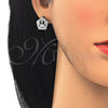 Juego de Arete y Dije de Adulto 10.106.0017.1 Rodio Laminado, Diseño de Corona, con Zirconia Cubica Blanca, Pulido, Rodinado