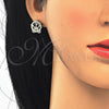 Juego de Arete y Dije de Adulto 10.106.0017.2 Oro Laminado, Diseño de Corona, con Verde and Blanca Zirconia Cubica, Pulido, Tono Dorado