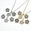 Juego de Arete y Dije de Adulto 10.106.0017.2 Oro Laminado, Diseño de Corona, con Verde and Blanca Zirconia Cubica, Pulido, Tono Dorado