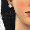 Juego de Arete y Dije de Adulto 10.106.0018.1 Rodio Laminado, con Zirconia Cubica Blanca, Pulido, Rodinado