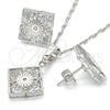Juego de Arete y Dije de Adulto 10.106.0018.1 Rodio Laminado, con Zirconia Cubica Blanca, Pulido, Rodinado