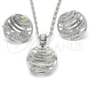 Juego de Arete y Dije de Adulto 10.106.0019.1 Rodio Laminado, con Zirconia Cubica Blanca, Pulido, Rodinado