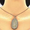 Dije Religioso 05.213.0027 Oro Laminado, Diseño de Guadalupe, con Blanca Cristal, Pulido, Tono Dorado