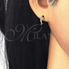 Arete Dormilona 02.174.0071 Plata Rodinada, Diseño de Delfín, con Micro Pave Blanca, Pulido, Tono Dorado