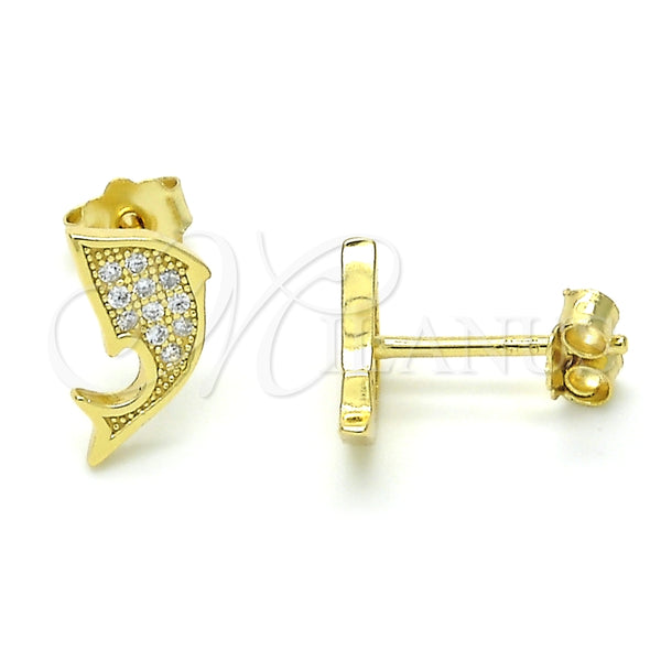 Arete Dormilona 02.174.0075 Plata Rodinada, con Micro Pave Blanca, Pulido, Tono Dorado