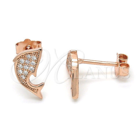 Arete Dormilona 02.174.0075.1 Plata Rodinada, con Blanca Micro Pave, Pulido, Tono Rosado