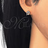 Arete Dormilona 02.174.0076.1 Plata Rodinada, Diseño de Delfín y Corazón, con Micro Pave Blanca, Pulido, Tono Rosado
