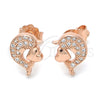 Arete Dormilona 02.174.0076.1 Plata Rodinada, Diseño de Delfín y Corazón, con Micro Pave Blanca, Pulido, Tono Rosado