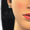 Arete Dormilona 02.174.0077 Plata Rodinada, Diseño de Niñita Pequeña, con Micro Pave Blanca, Pulido, Tono Dorado