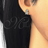 Arete Dormilona 02.174.0077 Plata Rodinada, Diseño de Niñita Pequeña, con Micro Pave Blanca, Pulido, Tono Dorado