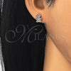 Arete Dormilona 02.174.0077.1 Plata Rodinada, Diseño de Niñita Pequeña, con Blanca Micro Pave, Pulido, Tono Rosado