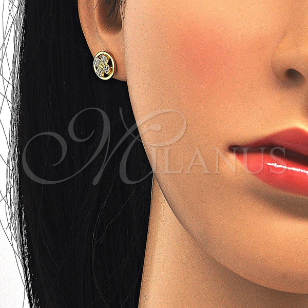 Arete Dormilona 02.174.0080 Plata Rodinada, con Micro Pave Blanca, Pulido, Tono Dorado