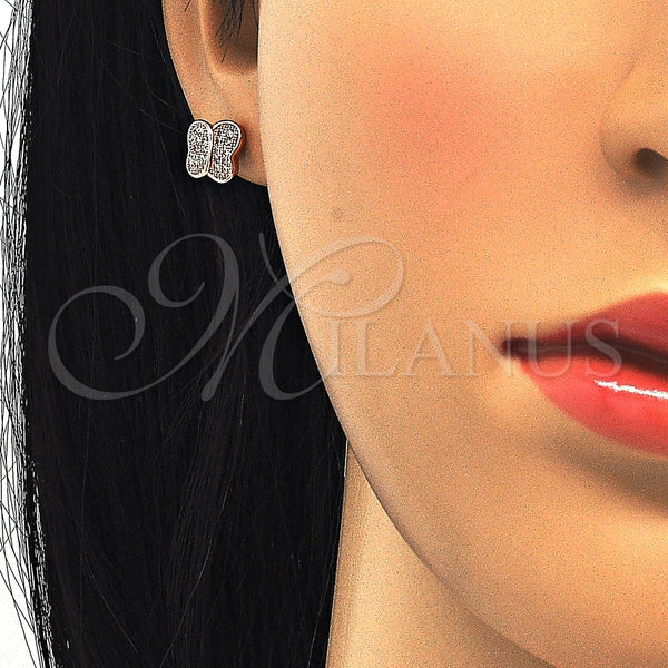 Arete Dormilona 02.174.0082.1 Plata Rodinada, con Micro Pave Blanca, Pulido, Tono Rosado