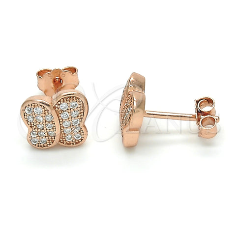 Arete Dormilona 02.174.0082.1 Plata Rodinada, con Blanca Micro Pave, Pulido, Tono Rosado