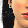 Arete Dormilona 02.174.0084 Plata Rodinada, Diseño de Flor, con Micro Pave Blanca, Pulido, Tono Dorado