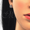 Arete Dormilona 02.174.0084.1 Plata Rodinada, Diseño de Flor, con Zirconia Cubica Blanca, Pulido, Tono Rosado