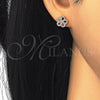 Arete Dormilona 02.174.0084.1 Plata Rodinada, Diseño de Flor, con Zirconia Cubica Blanca, Pulido, Tono Rosado