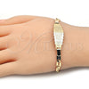 Pulsera con Placa 03.63.1932.07 Oro Laminado, Diseño de Elefante y Búho, Pulido, Tono Dorado (05 MM Thickness, 7 Inches Length)