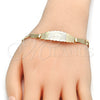 Pulsera con Placa 03.63.1932.07 Oro Laminado, Diseño de Elefante y Búho, Pulido, Tono Dorado (05 MM Thickness, 7 Inches Length)