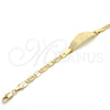 Pulsera con Placa 03.63.1932.07 Oro Laminado, Diseño de Elefante y Búho, Pulido, Tono Dorado (05 MM Thickness, 7 Inches Length)
