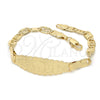 Pulsera con Placa 03.63.1932.07 Oro Laminado, Diseño de Elefante y Búho, Pulido, Tono Dorado (05 MM Thickness, 7 Inches Length)