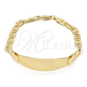 Pulsera con Placa 03.63.1933.07 Oro Laminado, Diseño de Flor, Pulido, Tono Dorado (05 MM Thickness, 7 Inches Length)