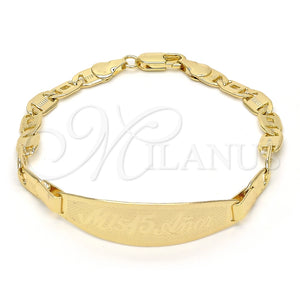 Pulsera con Placa 03.63.1934.07 Oro Laminado, Pulido, Tono Dorado (05 MM Thickness, 7 Inches Length)