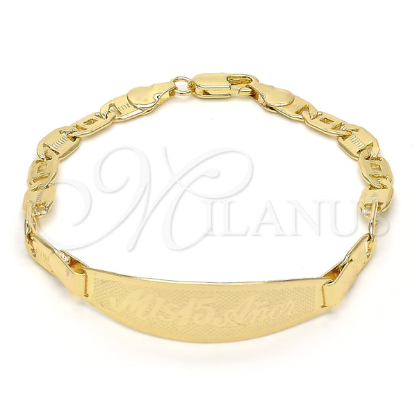 Pulsera con Placa 03.63.1934.07 Oro Laminado, Pulido, Tono Dorado (05 MM Thickness, 7 Inches Length)