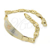 Pulsera con Placa 03.63.1934.1.07 Oro Laminado, Pulido, Tres Tonos (05 MM Thickness, 7 Inches Length)