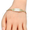 Pulsera con Placa 03.63.1935.07 Oro Laminado, Diseño de Corazón, Pulido, Tono Dorado (05 MM Thickness, 7 Inches Length)