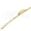 Pulsera con Placa 03.63.1935.07 Oro Laminado, Diseño de Corazón, Pulido, Tono Dorado (05 MM Thickness, 7 Inches Length)
