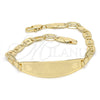 Pulsera con Placa 03.63.1935.07 Oro Laminado, Diseño de Corazón, Pulido, Tono Dorado (05 MM Thickness, 7 Inches Length)