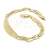 Pulsera con Placa 03.63.1935.07 Oro Laminado, Diseño de Corazón, Pulido, Tono Dorado (05 MM Thickness, 7 Inches Length)