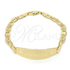 Pulsera con Placa 03.63.1935.07 Oro Laminado, Diseño de Corazón, Pulido, Tono Dorado (05 MM Thickness, 7 Inches Length)