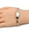 Pulsera con Placa 03.63.1935.1.07 Oro Laminado, Diseño de Corazón, Pulido, Tres Tonos (05 MM Thickness, 7 Inches Length)
