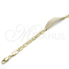 Pulsera con Placa 03.63.1935.1.07 Oro Laminado, Diseño de Corazón, Pulido, Tres Tonos (05 MM Thickness, 7 Inches Length)