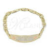 Pulsera con Placa 03.63.1935.1.07 Oro Laminado, Diseño de Corazón, Pulido, Tres Tonos (05 MM Thickness, 7 Inches Length)