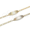 Pulsera con Placa 03.63.1935.1.07 Oro Laminado, Diseño de Corazón, Pulido, Tres Tonos (05 MM Thickness, 7 Inches Length)