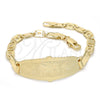 Pulsera con Placa 03.63.1936.07 Oro Laminado, Diseño de Elefante, Pulido, Tono Dorado (05 MM Thickness, 7 Inches Length)