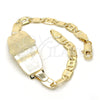 Pulsera con Placa 03.63.1936.07 Oro Laminado, Diseño de Elefante, Pulido, Tono Dorado (05 MM Thickness, 7 Inches Length)