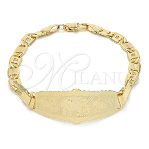 Pulsera con Placa 03.63.1936.07 Oro Laminado, Diseño de Elefante, Pulido, Tono Dorado (05 MM Thickness, 7 Inches Length)