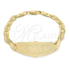 Pulsera con Placa 03.63.1936.07 Oro Laminado, Diseño de Elefante, Pulido, Tono Dorado (05 MM Thickness, 7 Inches Length)
