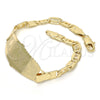 Pulsera con Placa 03.63.1937.07 Oro Laminado, Diseño de Delfín, Pulido, Tono Dorado (05 MM Thickness, 7 Inches Length)